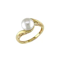 10K Yellow Gold & 8-8.5MM Cultured Freshwater Pearl Solitaire Ring