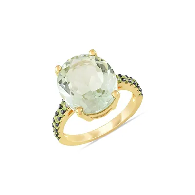 Goldplated Sterling Silver, Green Quartz & Peridot Cocktail Ring