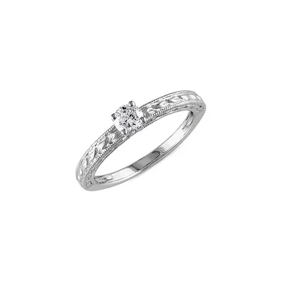 0.33 CT. T.W. Diamond & 14K White Gold Solitaire Textured Engagement Ring