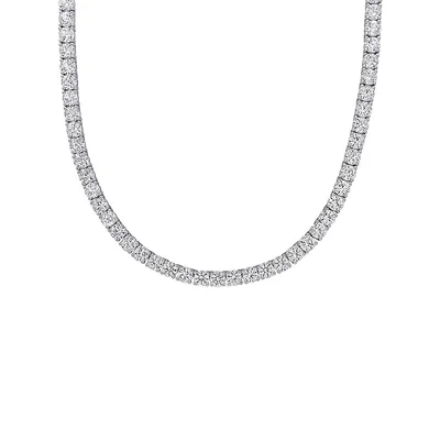 Sterling Silver & Created White Sapphire Tennis Necklace