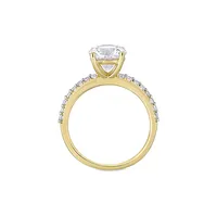 10K Yellow Gold & Created White Sapphire Solitaire Ring