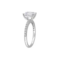 10K White Gold & Created Sapphire Emerald-Cut Solitaire Ring