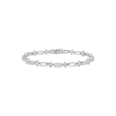 Sterling Silver & Created White Sapphire Tennis Bracelet