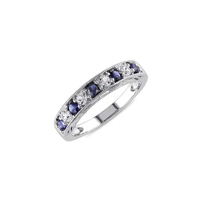 Sterling Silver & 0.8 CT. T.W. Created Sapphire Anniversary Band Ring