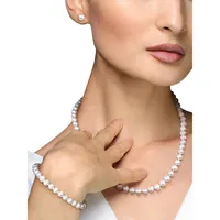 3-Piece Silvertone & 7MM Round Freshwater Cultured Pearl Necklace, Bracelet & Earring Set