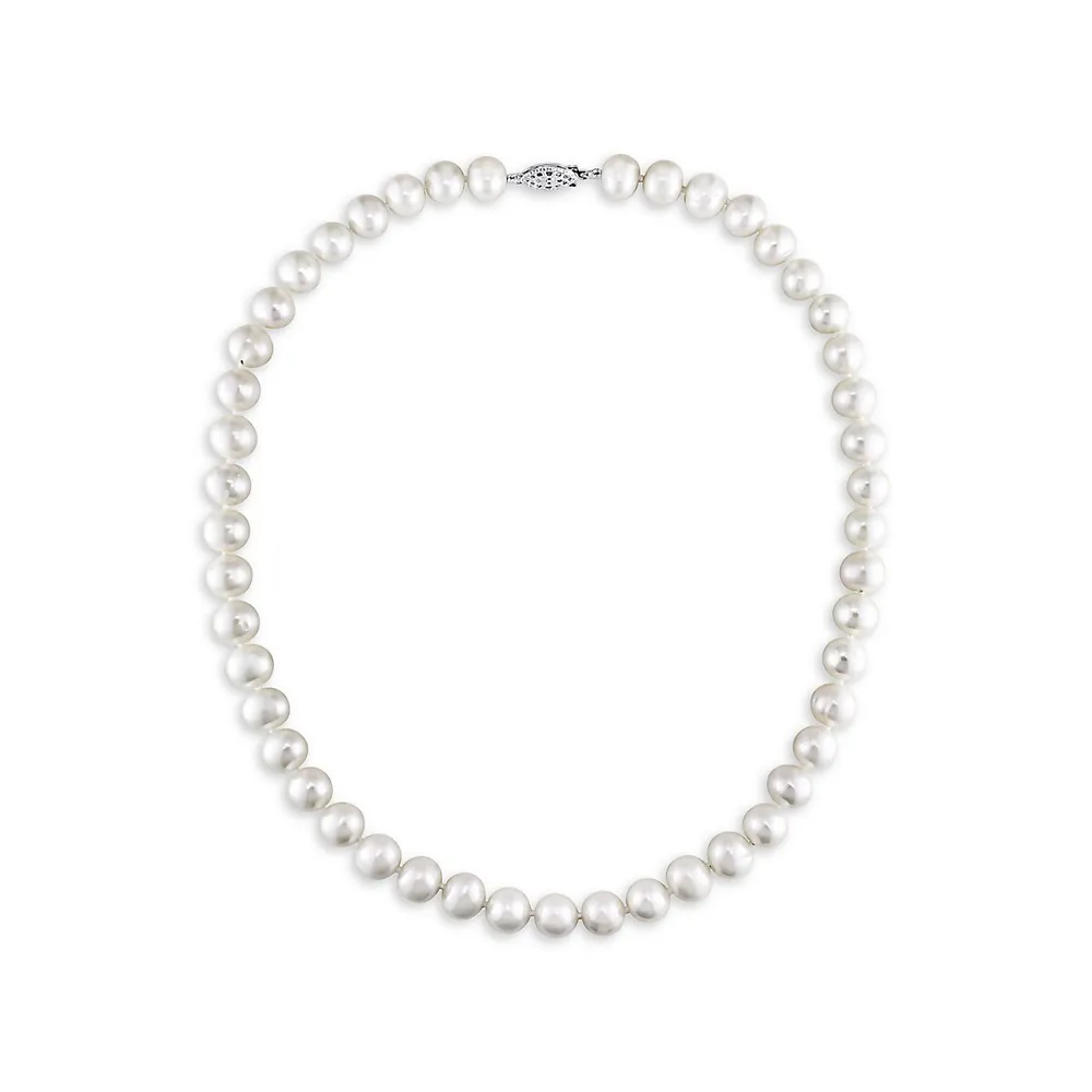 7.5-8mm Cultured Freshwater Pearl Strand Necklace With Sterling Silver Clasp