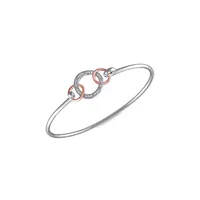 Bracelet jonc imbriqué en argent sterling deux tons 0,1 ct PT avec diamant