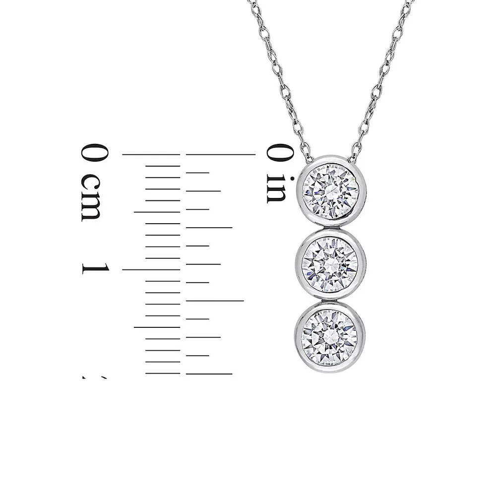 Collier à pendentif en argent sterling avec zircons cubiques et trois pierres graduées de 2,33 ct PT