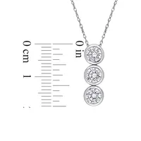 Sterling Silver & 2.33 CT. T.W. Cubic Zirconia Graduated 3-Stone Drop Necklace