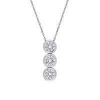 Sterling Silver & 2.33 CT. T.W. Cubic Zirconia Graduated 3-Stone Drop Necklace