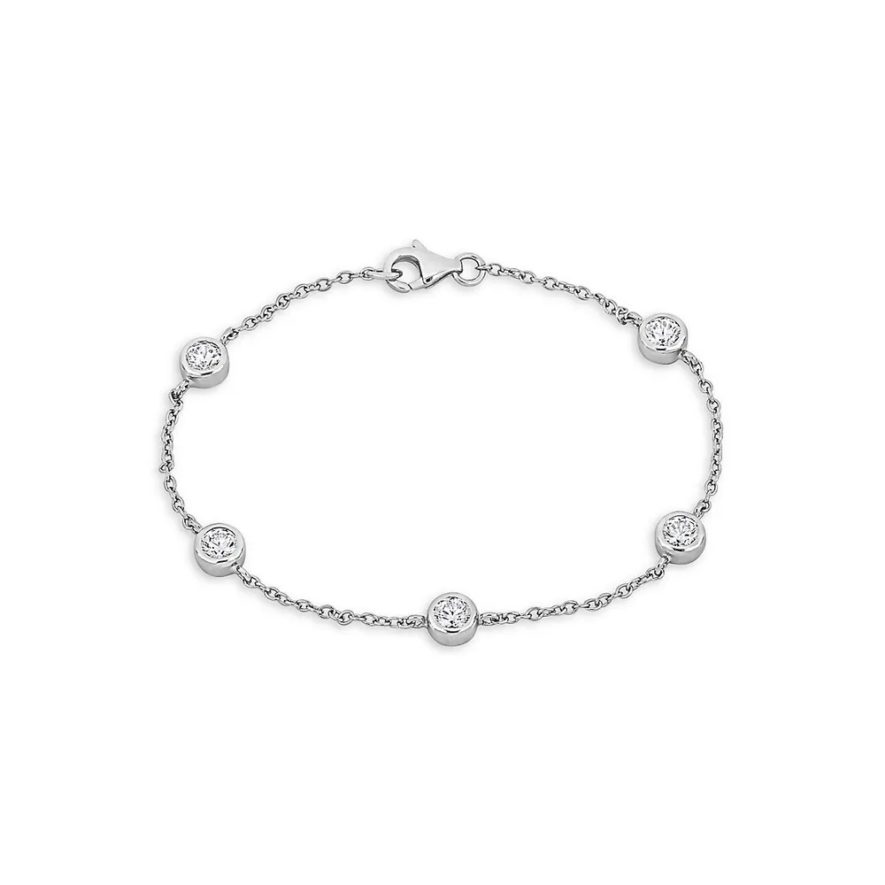 Sterling Silver & Cubic Zirconia 2 CT. T.W. Station Bracelet