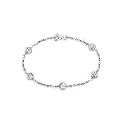 Sterling Silver & Cubic Zirconia 2 CT. T.W. Station Bracelet