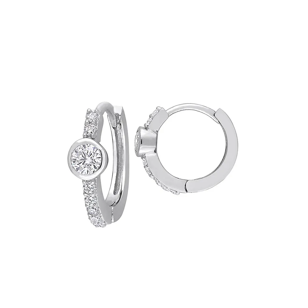 Anneaux d'oreilles rétro en argent sterling avec zircons cubiques de 0,5 ct PT