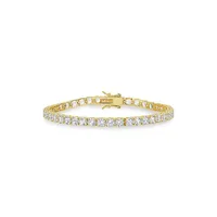 Yellow Plated Sterling Silver & Created White Sapphire 14.25 CT. T.G.W Tennis Bracelet