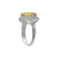 Sterling Silver, Oval-Cut Citrine & 5.4 CT. T.W. Created White Sapphire Double Halo Ring