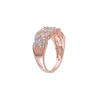 Rose-Plated Sterling Silver & 0.12 CT. T.W. Diamond Braided Ring