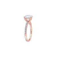 Bague à solitaire en or rose 10 ct avec saphir blanc synthétique de 2,75 PT