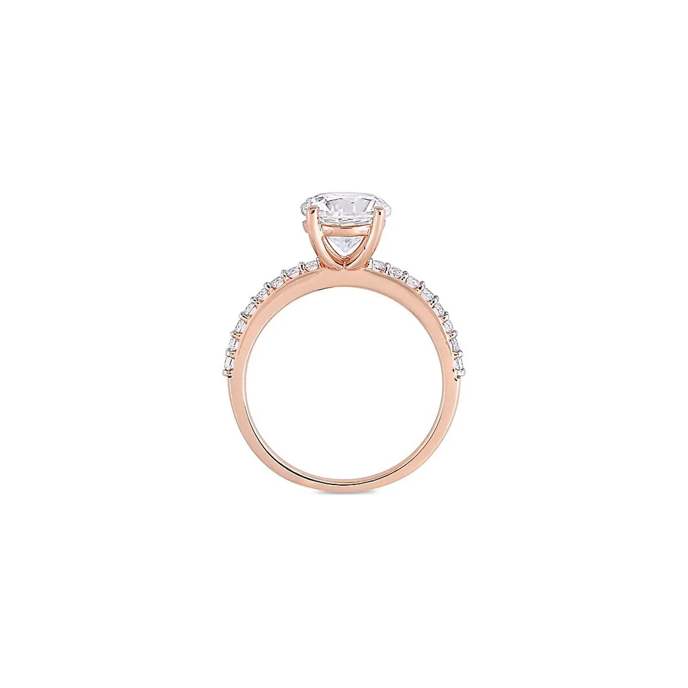 10K Rose Gold & 2.75 CT. T.W. Created White Sapphire Solitaire Ring