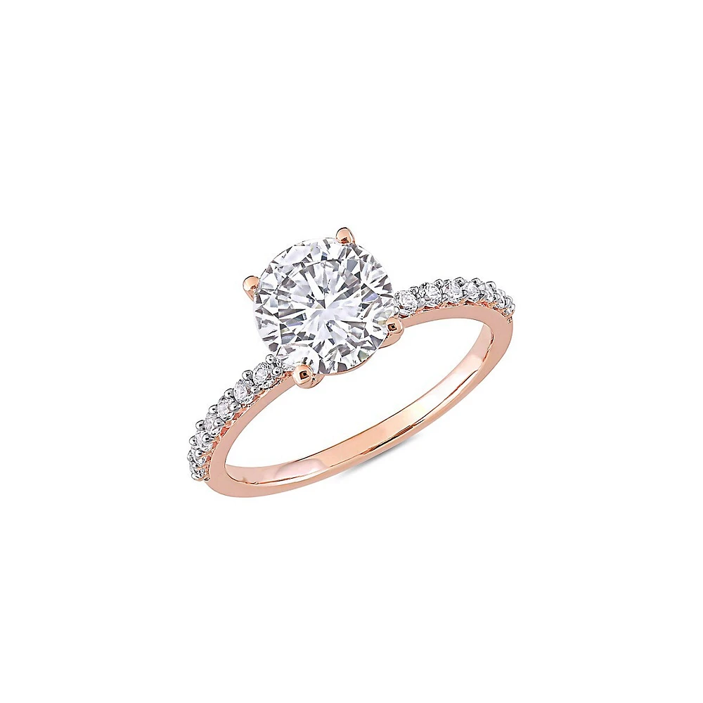 Bague à solitaire en or rose 10 ct avec saphir blanc synthétique de 2,75 PT