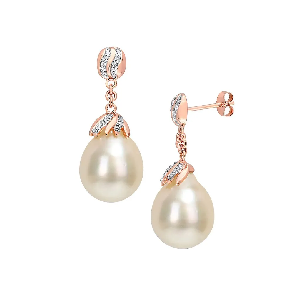 18K Rose Gold Diamond Cluster Heart Shaped Stud Earrings