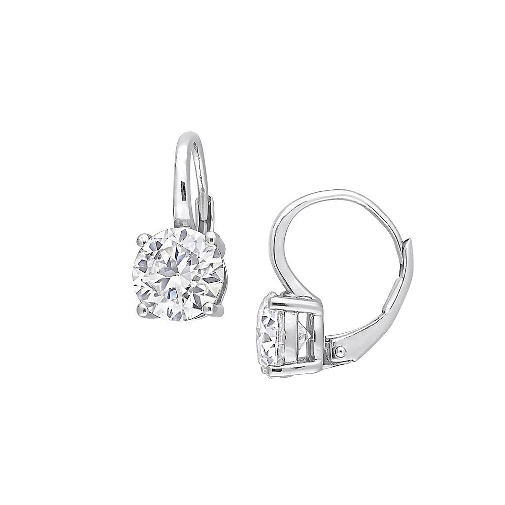 Boucles d'oreilles à solitaire en argent sterling à moissanite de poids diamant 3,5 ct PT