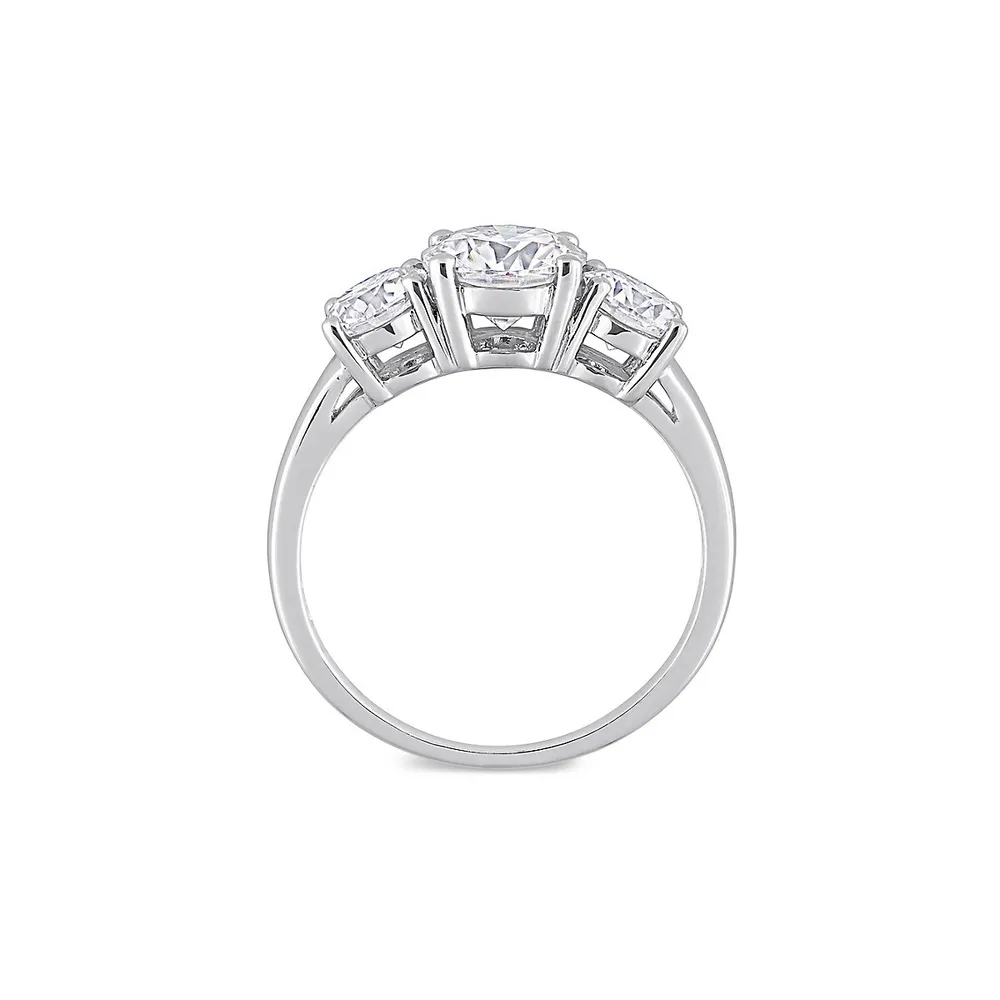 Bague de fiançailles en argent sterling avec 3 pierres moissanite synthétique 2,25 ct