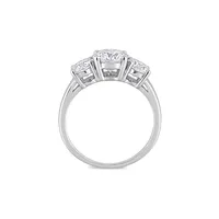 Sterling Silver & 2.25 CT. D.E.W Created Moissanite Three-Stone Engagement Ring