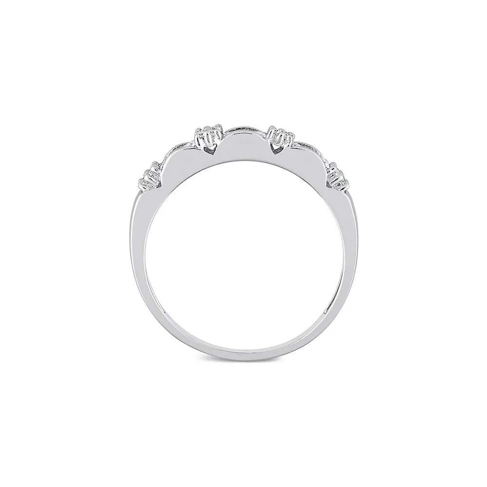 Sterling Silver & 0.4 CT. T.G.W Created Moissanite Baguette-Cut Band Ring