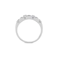 Sterling Silver & 0.4 CT. T.G.W Created Moissanite Baguette-Cut Band Ring