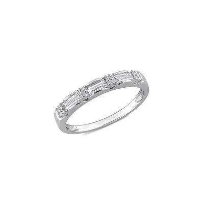 Jonc en argent sterling avec moissanite synthétique taille baguette au poids total de 0,4 ct