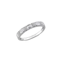 Sterling Silver & 0.4 CT. T.G.W Created Moissanite Baguette-Cut Band Ring