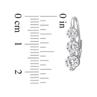 Sterling Silver & 2.5 CT. T.W. Dew Created Moissanite Three-Stone Earrings