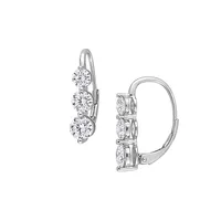 Boutons d'oreilles en argent sterling à moissanite de poids diamant 2,5 ct PT à trois pierres