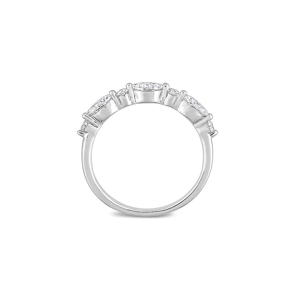 Sterling Silver & 0.5 CT. D.E.W Created Moissanite Semi-Eternity Ring