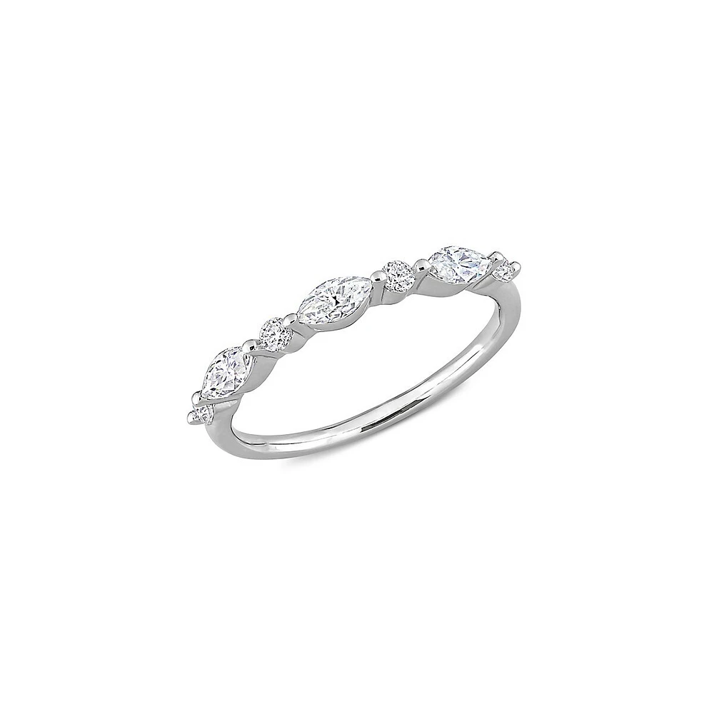 Sterling Silver & 0.5 CT. D.E.W Created Moissanite Semi-Eternity Ring