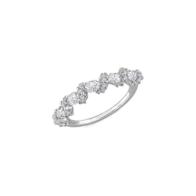 Bague d'anniversaire en argent sterling avec moissanite ovale au poids total de 1,25 ct