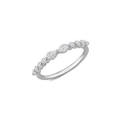 Sterling Silver & 0.4 CT. D.E.W Created Moissanite Semi-Eternity Ring