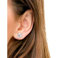 Sterling Silver & 4.8 CT. T.W. Dew Created Moissanite Three-Stone Stud Earrings