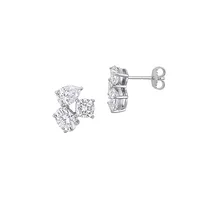 Boutons d'oreilles de voyage en argent sterling à moissanite de poids diamant 4,8 ct PT à trois pierres