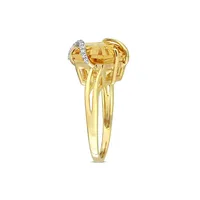 Yellow-Plated Sterling Silver, Citrine & 0.06 CT. T.W. Diamond Accent Ring