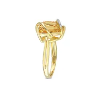 Yellow Plated Sterling Silver, 6.5 CT. T.G.W. Citrine & Diamond Heart Ring