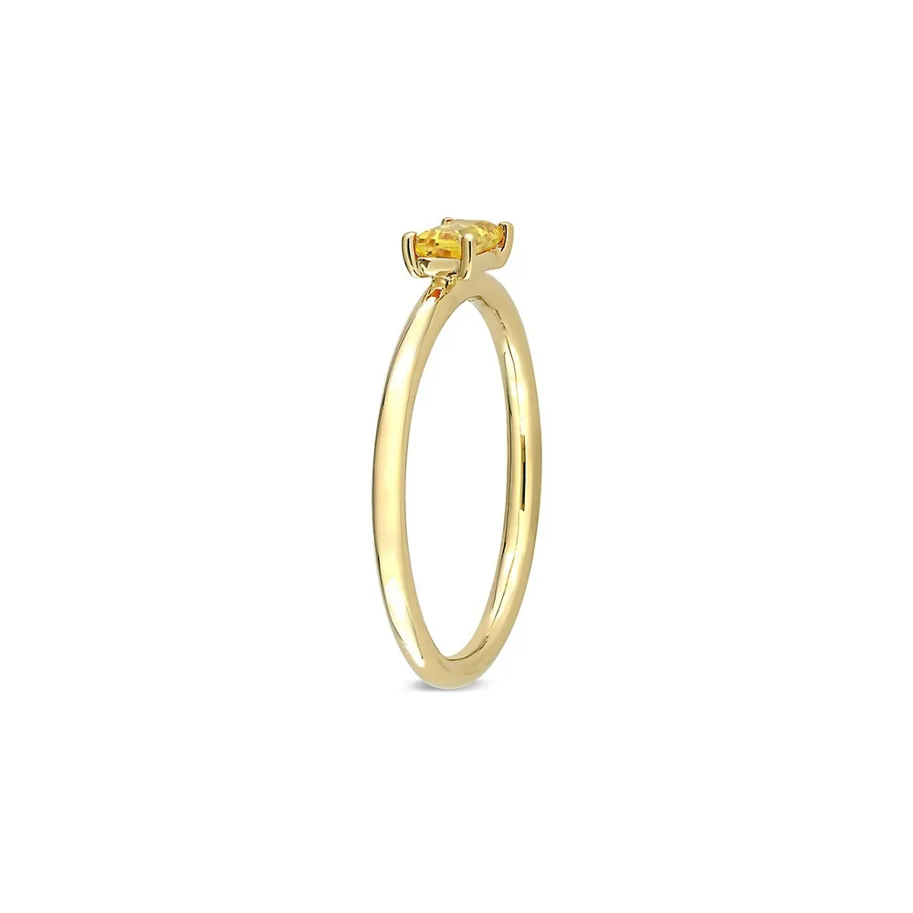 10K Yellow Gold & 0.33 CT. TGW Sapphire Baguette Solitaire Stackable Ring