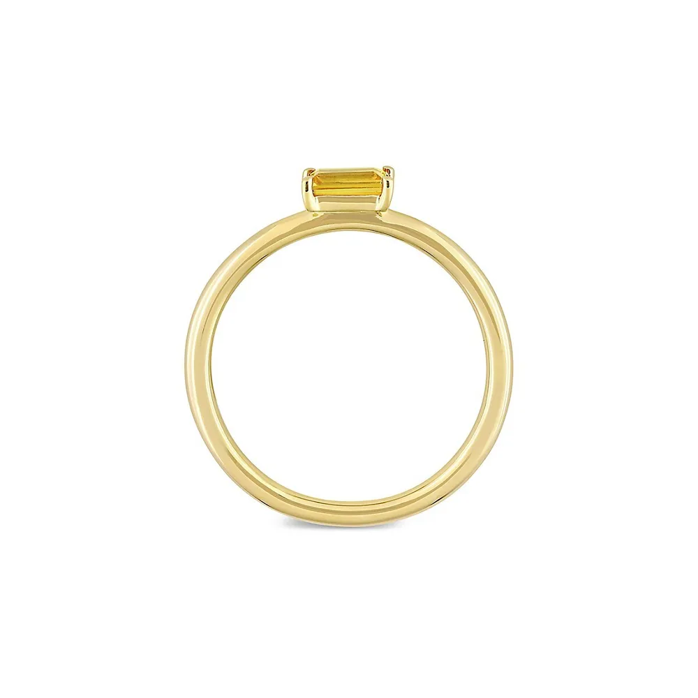 10K Yellow Gold & 0.33 CT. TGW Sapphire Baguette Solitaire Stackable Ring