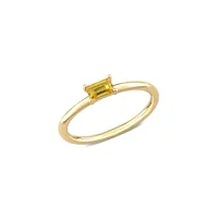 10K Yellow Gold & 0.33 CT. TGW Sapphire Baguette Solitaire Stackable Ring