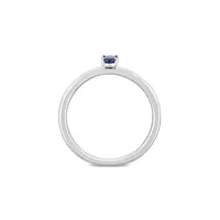 10K White Gold & 0.33 CT. T.G.W. Blue Sapphire Oval Solitaire Stackable Ring