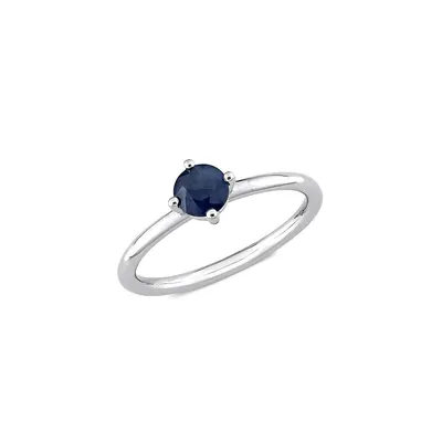 10K White Gold & 0.62 CT. T.G.W. Sapphire Solitaire Stackable Ring