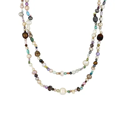 4-8MM Multicolour Freshwater Pearl Multi-Strand Endless Necklace