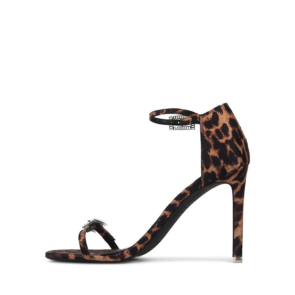 Ocean Drive LILA Leopard-Print Crystal-Detail Heeled Sandals