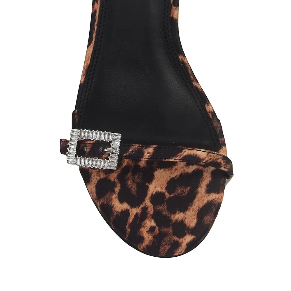 Ocean Drive LILA Leopard-Print Crystal-Detail Heeled Sandals