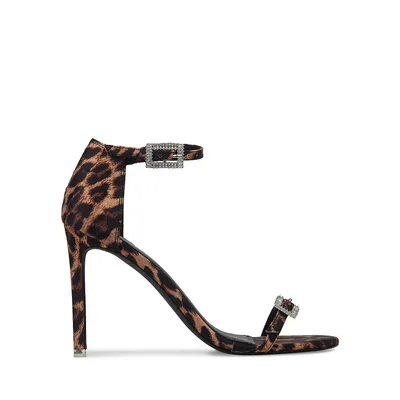 Ocean Drive LILA Leopard-Print Crystal-Detail Heeled Sandals